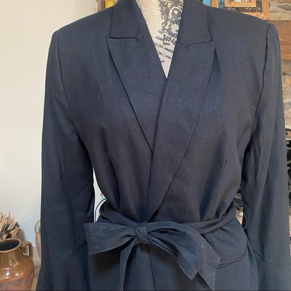 NWT FREE PEOPLE BLACK FLARED SLEEVE LINEN BLAZER L - Picture 5 of 8